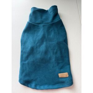 Teal Fleece Dog Pullover with Leather Patch